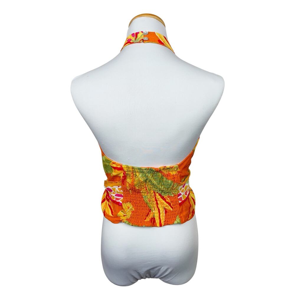 Haute Hippie Halter Neck Sleeveless Top Tropical Floral Tie Waist Women's S - Picture 3 of 7